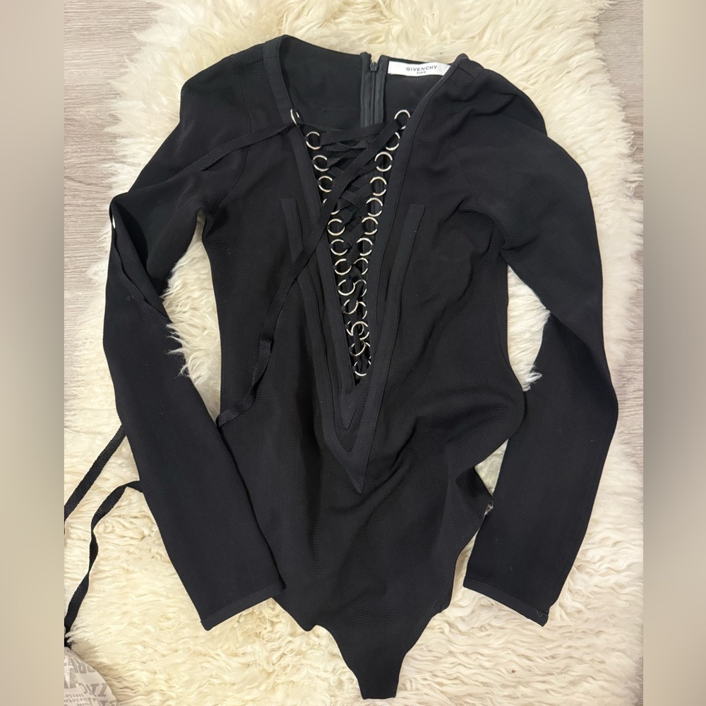 Givenchy Black Lace-Up Bodysuit Aso Kim K - Picture 9 of 14